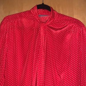 vintage Evan Picone red and white polka dots with amazing detail and tie
